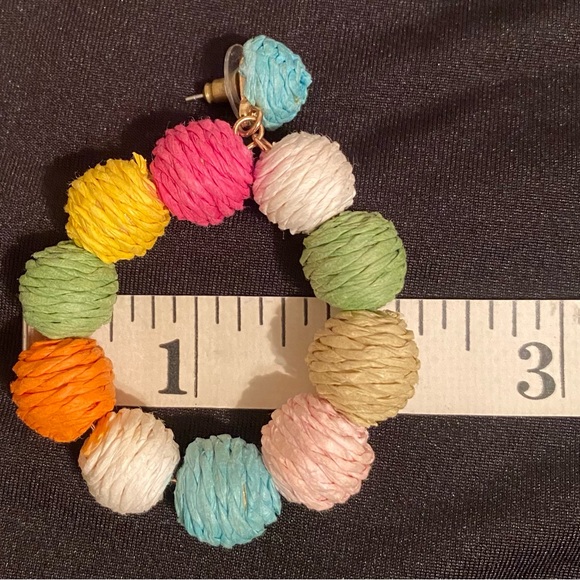 Colorful Rope (Raffia wrapped) Bead Hoop Earrings - Multicolor - Picture 3 of 8